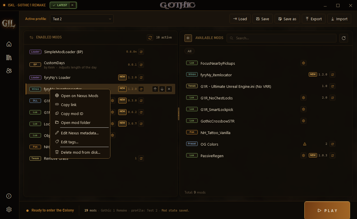 Context menu
